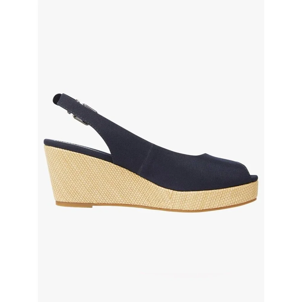 Tommy Hilfiger Blue Espadrilles Wedge  Elba Sling Back Wedge Heel size 6.5